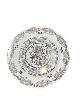 1956 Calendar Plate Fine China Birthday Anniversary Collectible Vintage Decor